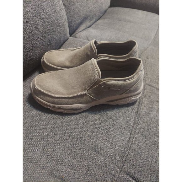 Skechers Cohagen Memory Foam Men's Slip On Canvas Shoes Taupe Size 8 Casual - Picture 2 of 9